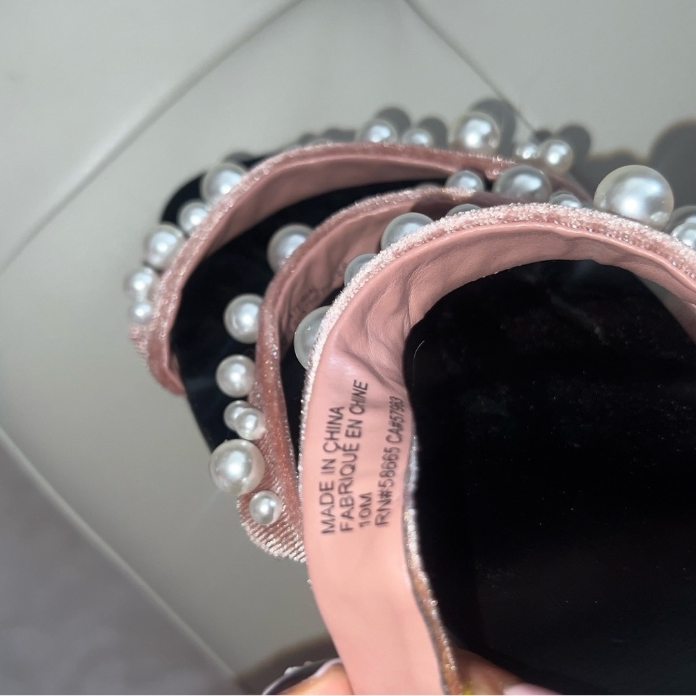 Leith pearl blush velvet slide on sandal shoe - Picture 3 of 8